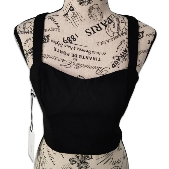 Ali & Jay Black Ponte Bodice Crop Top Women's Size S NWT - Picture 1 of 7